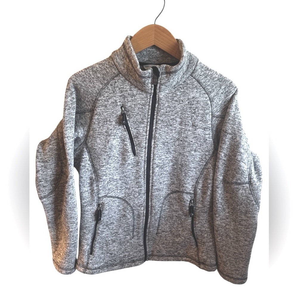 North End Jacket Size Medium Heathered Gray Full Zipper Closure Zippered Pockets